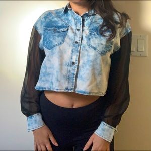 Foreign Exchanged mesh denim top